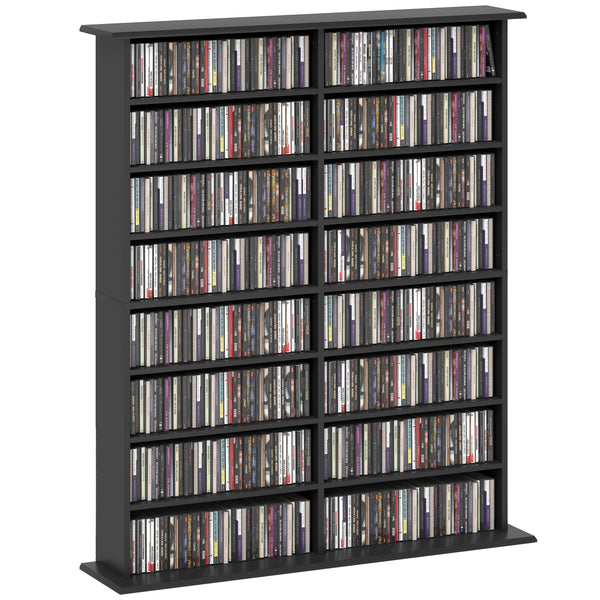 Libreria Porta CD 106,5x24x123,7 cm Design Moderno 16 Ripiani in Legno Nero sconto