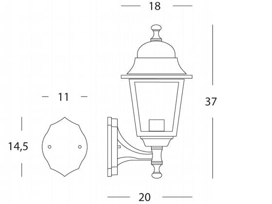 Lampada Applique in Alto Colore Nero per Esterno Linea Mini Quadrata Sovil