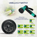 Avvolgitubo da Giardino Retrattile con Tubo dell'Acqua 25+2 m e 7 Getti per Irrigazione Verde e Grigio Chiaro      