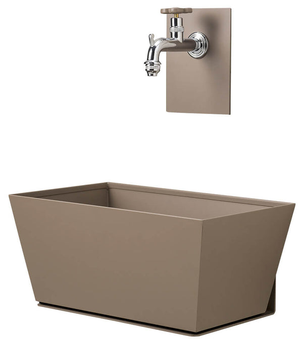 sconto Fontana a Parete da Giardino con Rubinetto e Vasca Belfer 42/PRQ Tortora Seconda Scelta