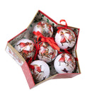 Set 12 Palline Decorative per Albero di Natale con bambini H7,5 cm Bianco/Rosso