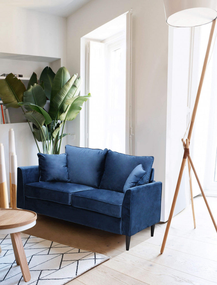 Divano 2 Posti Chandler 152x81x89 h cm in Velluto Blu