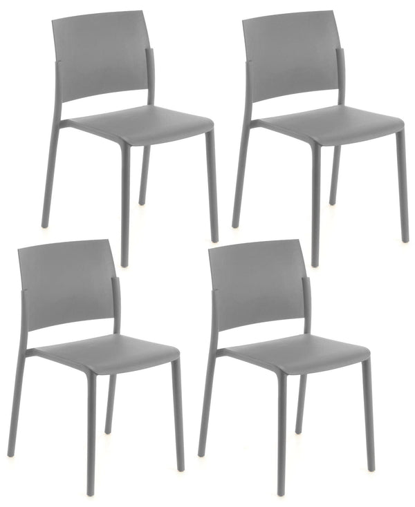 prezzo Set 4 Sedie 55x52,5xH81 cm in Polipropilene Venus Grigio Chiaro