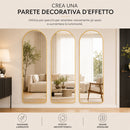 Specchio ad Arco da Terra e Parete 155x45 cm a Figura Intera in Alluminio Oro     
