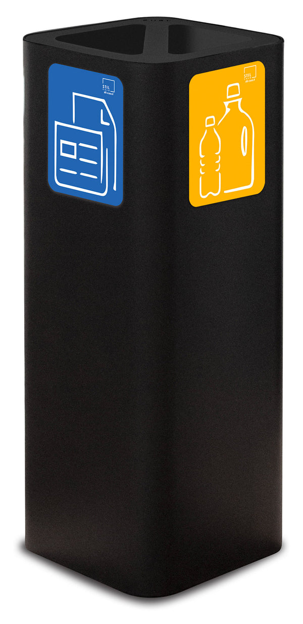 Pattumiera Per Raccolta Rifiuti 30x30xh80 cm In Acciaio Verniciato Cover a 2 Scomparti Nero sconto