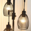 Lampada da Terra Industriale 30x30x170.5 cm con 3 Paralumi e Intensità Regolabile in Acciaio Nero      