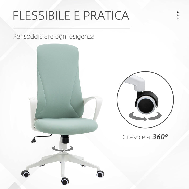 Sedia da Ufficio Ergonomica e Imbottita 62x56x110-119,5 cm Funzione Dondolo in Poliestere Verde  