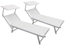 Set 2 Lettini Prendisole da Giardino in Alluminio Vandi Bianchi