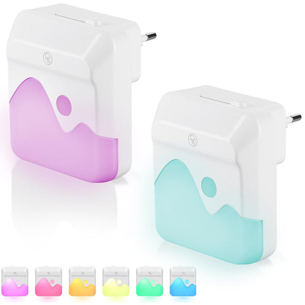 sconto 2 Lampade Notte Luce Notturna LED 3 Funzioni RGB Bianco Dimmerabile Crepuscolare