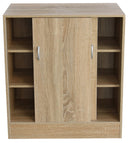 Mobiile 2 Ante Scorrevoli 3 Ripiani 60x30x71 cm in PB e Carta Sonoma