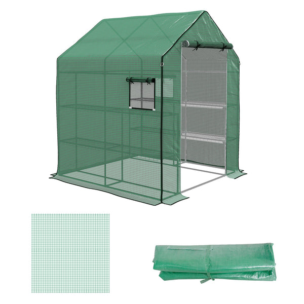 Copertura per Serra da Giardino con Porta a Cerniera e Finestre 140x143x190 cm in PE Verde sconto
