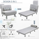 Poltrona Letto in Ferro e Cotone con Cuscino a Righe Grigio,75x70x75 cm 