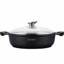 Pentola Bassa 32 cm Royalty Line Rivestimento in Pietra Marmo Antiaderente Coperchio in Vetro      