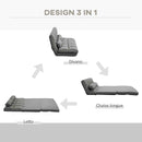 Divano Letto da Terra 130x73x60 cm con Schienale Reclinabile su 7 Livelli e Cuscini Grigio Carbone      