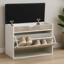 Scarpiera Panca con Scomparto e Cuscino 60x30x50 cm in Truciolare e Poliestere Grigio e Cemento