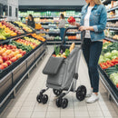 Carrello Spesa Pieghevole 44x58x100 cm Borsa da 46L con Ruote Scomparto Refrigerato in Alluminio Grigio      