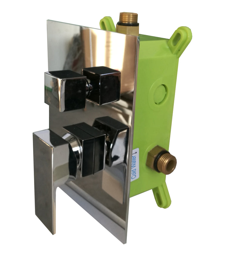 Kit Doccia Soffione Doccino e Miscelatore in Acciaio Inox 25x25 cm da Parete Square