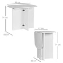 Tavolo da Pranzo Pieghevole Salvaspazio 90x60x74 cm in Legno Bianco