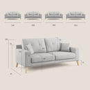 Divano 3 Posti 206x95x91 cm in Tessuto Blu