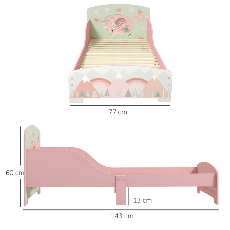 Struttura Letto Singolo per Bambini 140x70 cm con Bordi Rialzati e Doghe in MDF Rosa  