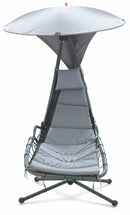 Amaca Dondolina da Giardino in Ferro e Textilene con Parasole Soriani Malibù Grigia