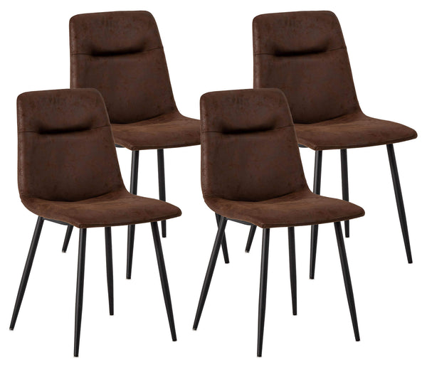 Set 4 Sedie Imbottite 49x48,5x88 cm in Similpelle Marrone Vintage acquista