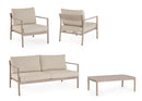 Set 4 Pezzi Salotto da Giardino con Divano 2 Poltrone e Tavolino in Alluminio e Spun Poly Sirius Timber 