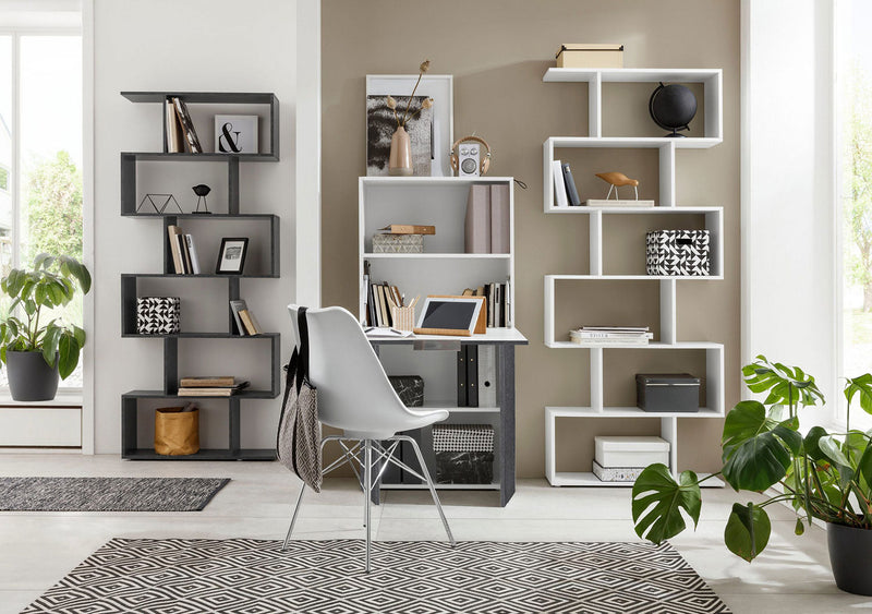 Armadio con Scrivania a Scomparsa 70x35x140 cm Dalia Bianco/Report Grigio  