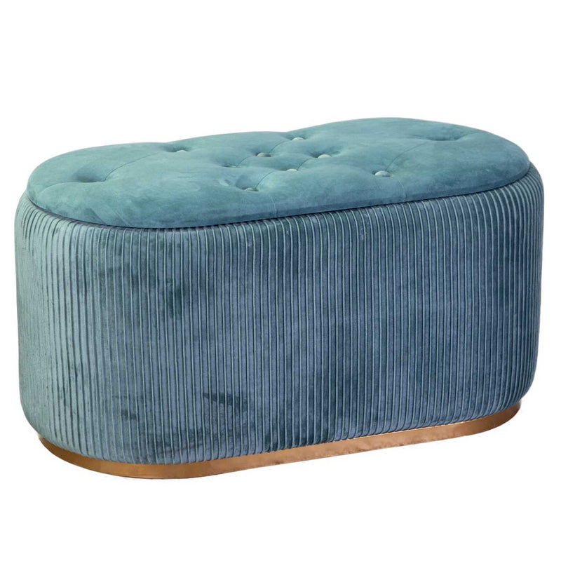 Pouf Contenitore 82x42xh41 cm in Tessuto Velluto Verde Salvia
