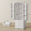 Credenza da Cucina 60x40x159 cm con Armadietto con 8 Ripiani Portaspezie e 2 Cassetti Bianco      