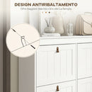 Scarpiera Salvaspazio Slim 105x24x82,5 cm con 4 Ante a Ribalta Ripiani Regolabili e Maniglia per 10-20 Paia in MDF Bianco      
