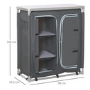 Mobile da Campeggio 3 Mensole 96x49,5x104 cm in Alluminio e Tessuto Oxford Grigio