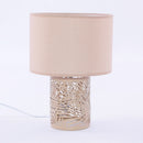 Lampada da Tavolo Ø22xH31 cm in Metallo Traforato Beige