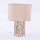 Lampada da Tavolo Ø22xH31 cm in Metallo Traforato Beige