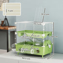 Gabbia per Criceti a 2 Livelli 44,5x28x44 cm 3 Porte con Ruota e Tubi Verde e Bianco   