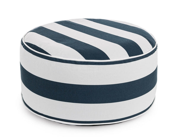 Pouf Gonfiabile da Giardino Ø53x23 cm in Poliestere Righe Bianco-Blu acquista
