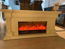 Camino Elettrico da Pavimento 70x150x33 cm Effetto Fiamma 1500W Frankfurt small Bianco