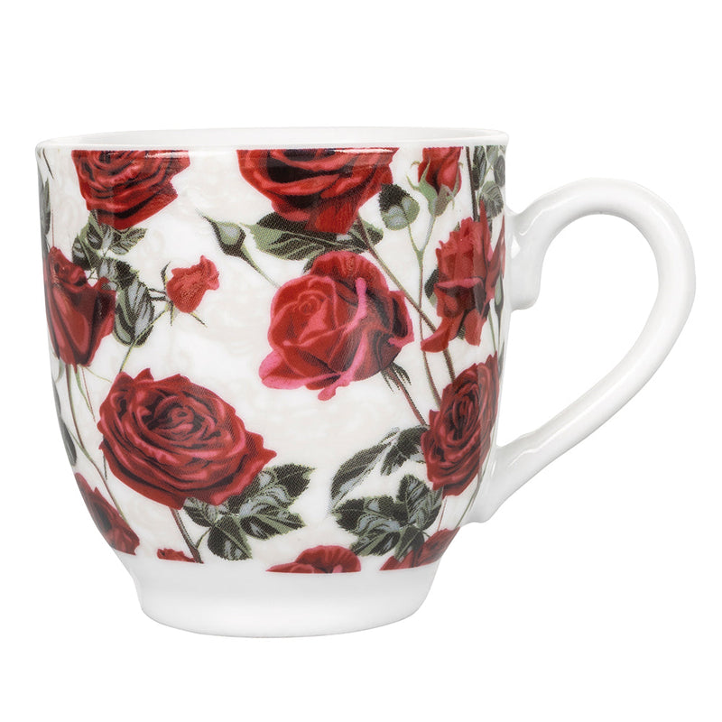 Set 6 Tazzine da Caffè con Piattino Ø5,5x6 cm in Porcellana VdE Tivoli 1996 Rose Baroque