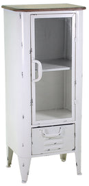 Mobile Vetrina 1 Anta 1 Cassetto in Metallo Edimburgo Bianco