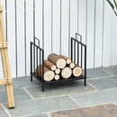 Portalegna per Camino con maniglie in Metallo 44,5x33x46,5 cm da Interno ed Esterno Max 15Kg Nero