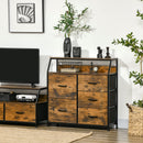 Mobile Cassettiera 5 Cassetti in Tessuto Pieghevoli 83,5x29x87 cm Stile Industriale Marrone