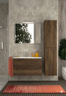 Mobile da Bagno Sospeso con Lavabo 70 cm e Specchio Urano Light Noce Scuro      