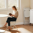 Set 4 Sedie Pieghevoli 45x49x79,5 cm con Fori di Drenaggio in Plastica e Metallo Bianco      