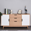 Madia 2 Ante 3 Cassetti Design Scandinavo in Legno Rovere 145x30x75 cm  Bianca e Naturale