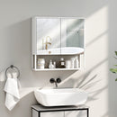 Mobile Bagno a Parete 60x16x60 cm con Specchio Armadietto e Ripiano Aperto in Legno Bianco      