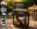 Barbecue a Legna e Carbone 80x46,5x21 cm BBQ Argentino in Acciaio Santa Maria Nero