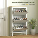 Scarpiera Slim 80x24x131 cm con 3 Cassetti e Ripiani Regolabili per 21 Paia di Scarpe in Pannello di Particelle Bianco      