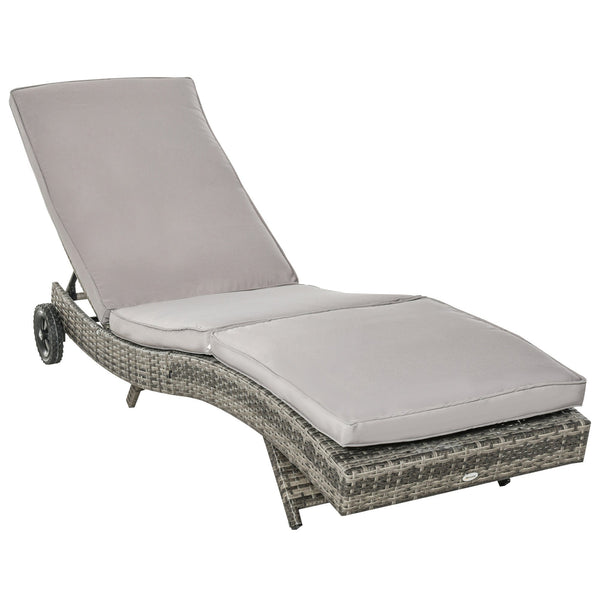 Lettino Prendisole da Giardino con Schienale Regolabile e Cuscino 207x70x70 cm in Rattan PE Grigio prezzo
