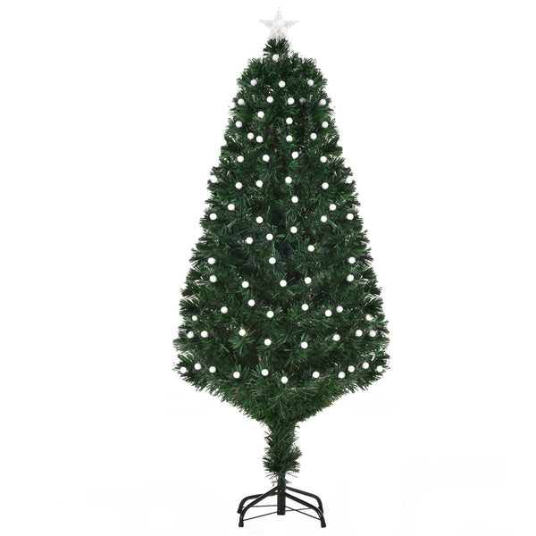 Albero di Natale Artificiale 150 cm 170 Rami con Luci LED e Fibre Ottiche Colorate Verde sconto