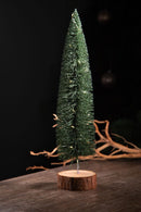 Set 2 Mini Albero di Natale Decorativo con Glitter 40 cm 30 Led Abete Verde